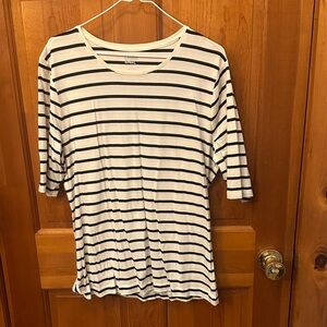 Lands end Black and White Striped Tee